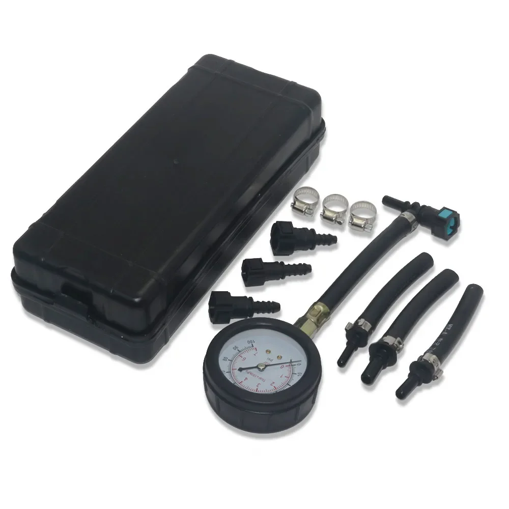 1 Pcs One box of  New Car Fuel Pressure Gauge Car Gasoline Injection Tester Meter With Connector Fast Connetion