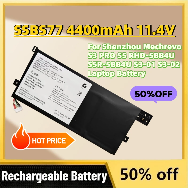 

In Stock Upgrade SSBS77 4400mAh 11.4V Battery for Shenzhou Mechrevo S3 PRO S5 RHD-5BB4U S5R-5BB4U S3-01 S3-02 Laptop Battery