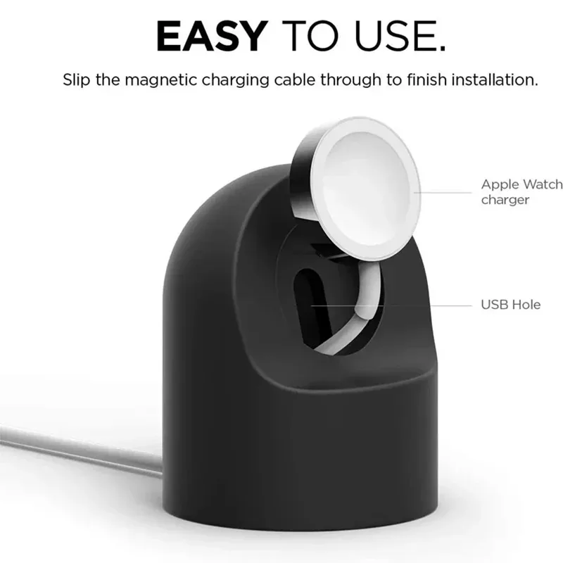 Charger Stand For Apple Watch Series 9 8 Ultra 7 6 5 SE 4 3 2 Charger Dock Station Silicone Bracket Iwatch Charging Cable Holder view 3