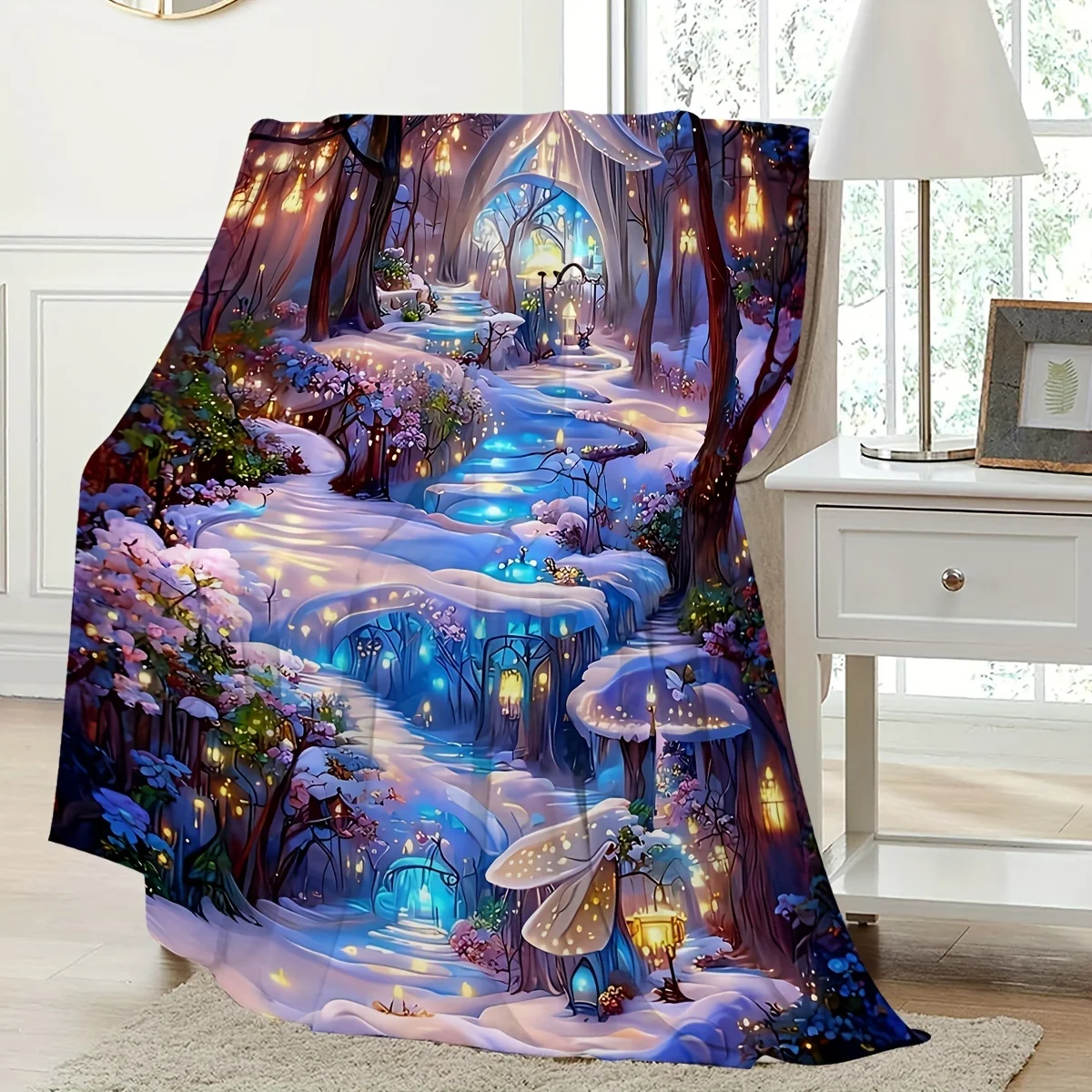 1pc, Flannel Creative Colorful Wonderland Print Blanket Comfortable Soft Suitable For Adults Multi-specification Four Seasons Bl