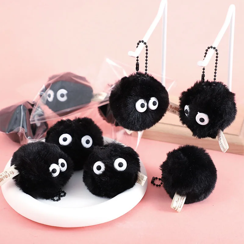 Plush Small Briquette Pendant Accessory Keyrings fit Bag Charms Purse Accessory for Miyazaki Hayao Comic Fans