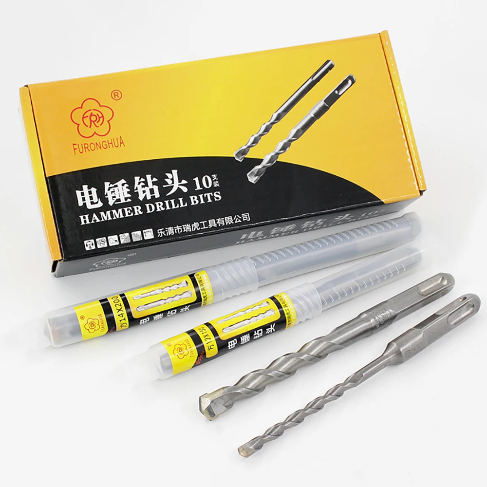 6-35mm YG8C Alloy Masonry Drill Bit  Length 110-500mm For SDS Plus Hammer Drill For Concrete Stone Brick Walls Drilling Tools