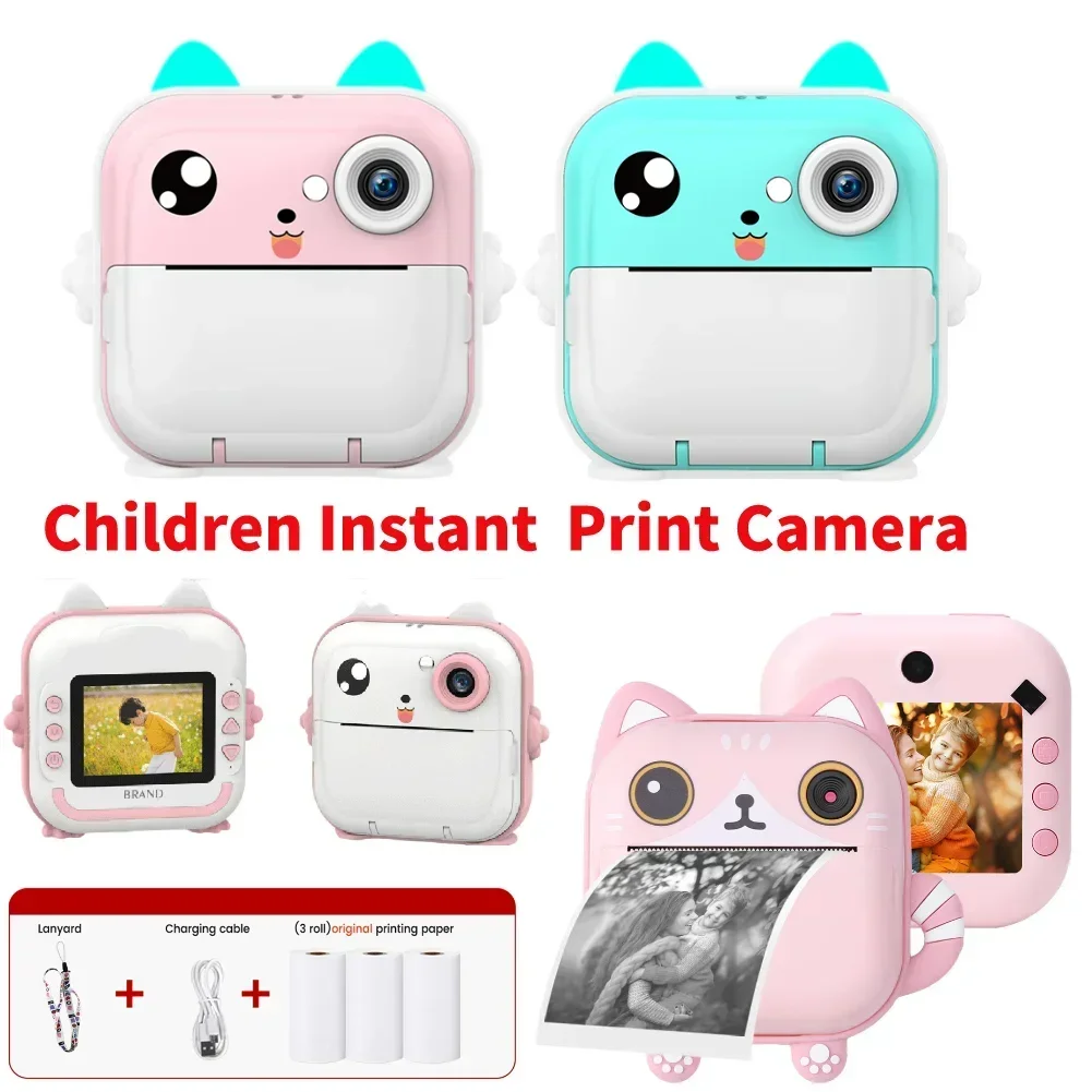 Kids Digital Photo Camera with Thermal Printer Child Camera Instant Print Video Recording Take Pictures Girl Boy Birthday Gift