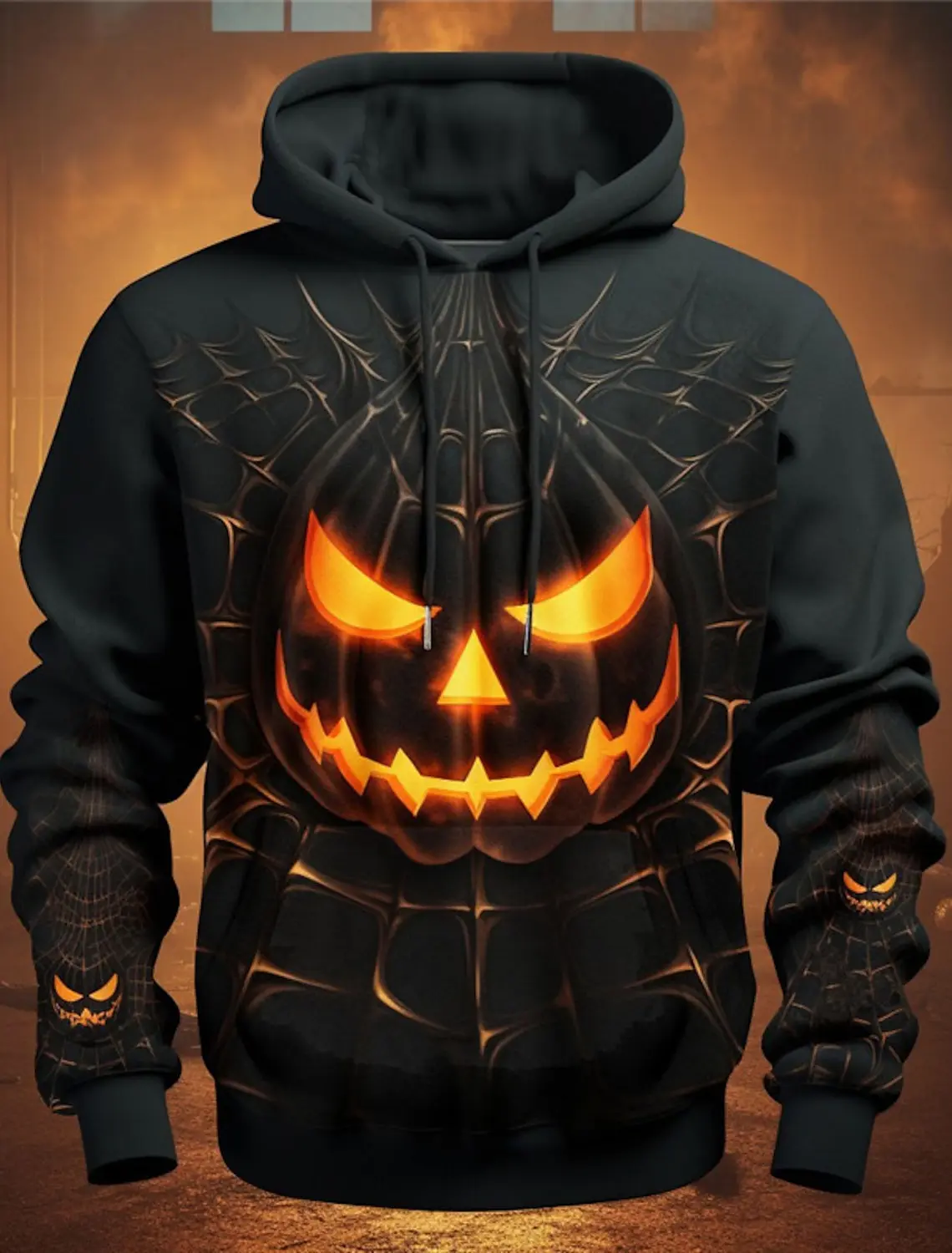 Halloween Men\'s Hoodie Pumpkin Pattern Printing Classic Casual 3D Pullover Holiday Going Out Sweatshirts Street Long Sleeve Tops