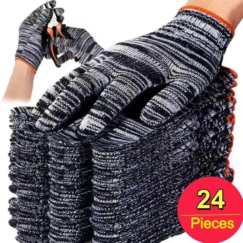 

24Pcs Nylon Work Gloves Wear Resistant For Woodworking Gardening Outdoor Camping Climbing Fishing Non-slip Mittens