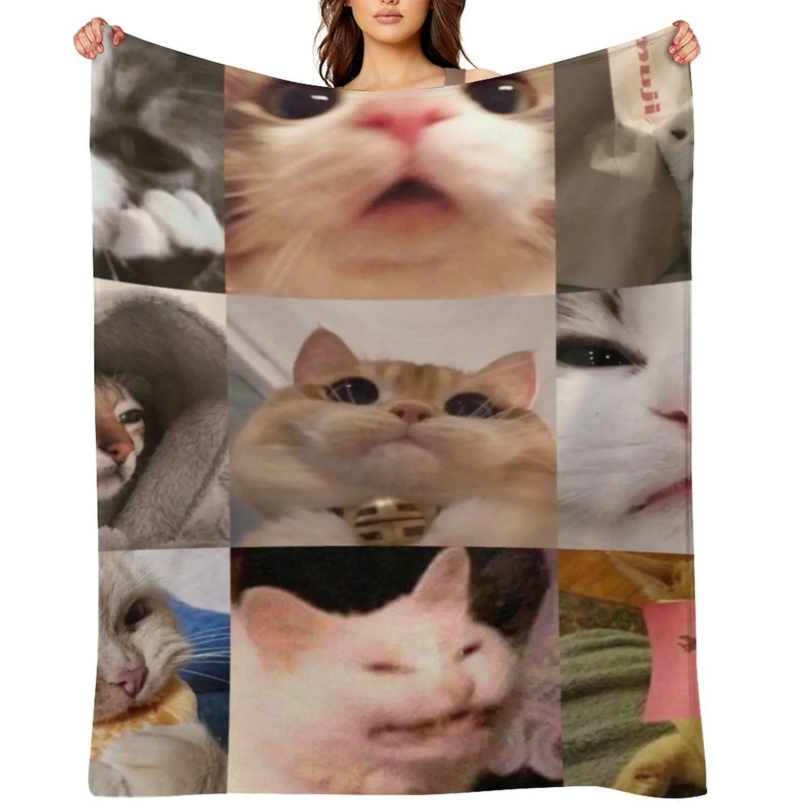 

Meme Cats 2.0 Throw Blanket Beach Winter beds Multi-Purpose Blankets