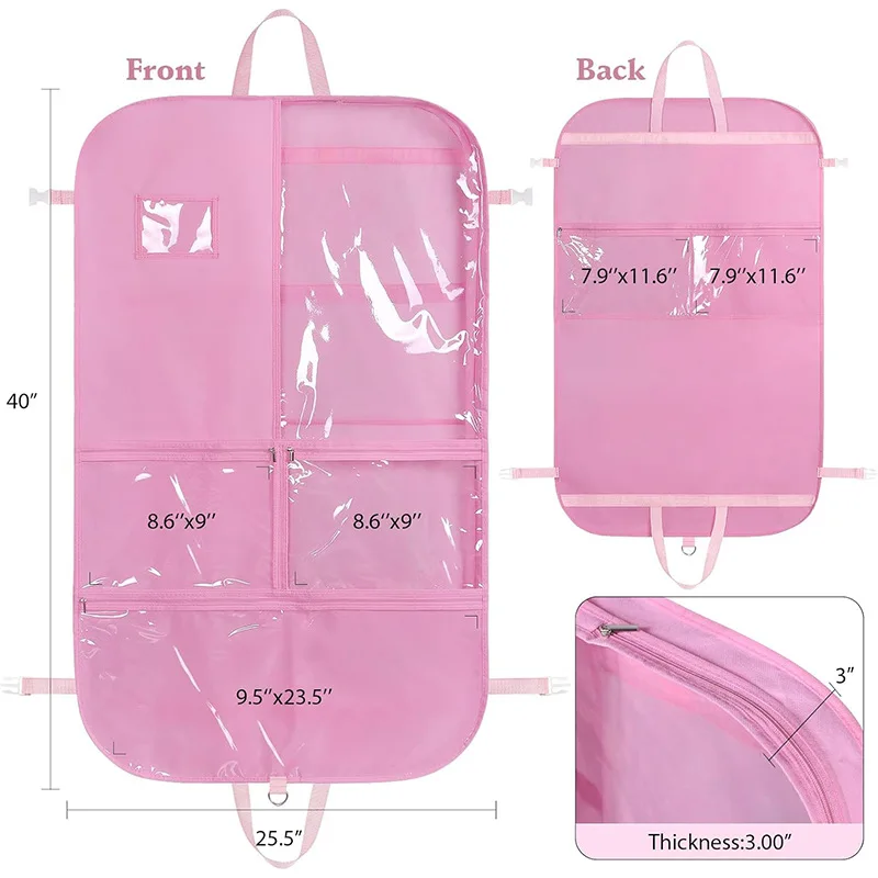 2025 Garment Bags for Dance Costume Dance Garment Bags for Dancers with Large Pockets Dustproof Dance Bag for Dance Competitions