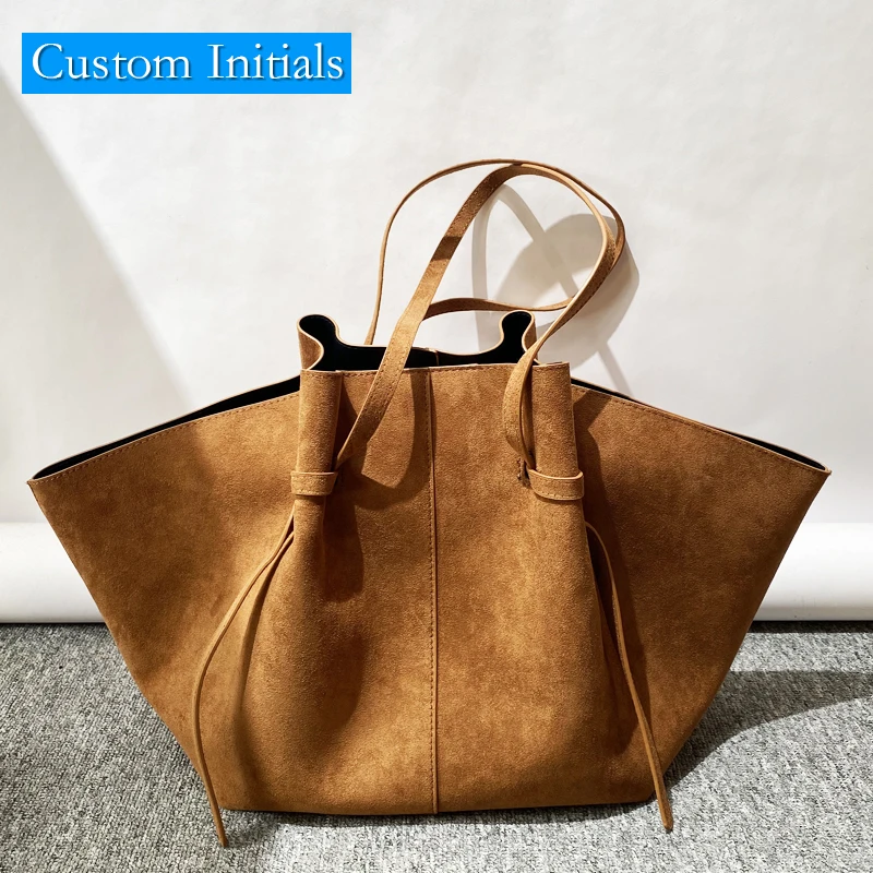 Custom Initials Mochi Faux Suede Tote Bags For Women Luxury Designer Handbag Purses 2025 New In Large Capacity Underarm Shoulder