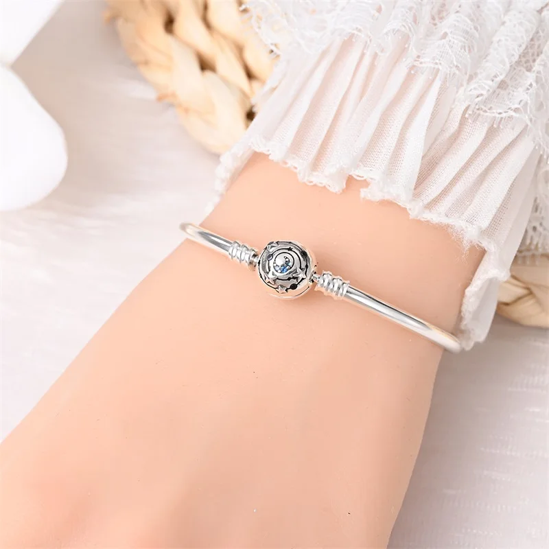 Original 17-20CM Silver 925 Bracelets Star Moon Starry Trajectory Cat Claw Love Zircon Bracelets Fit DIY Charms Birthday Jewelry