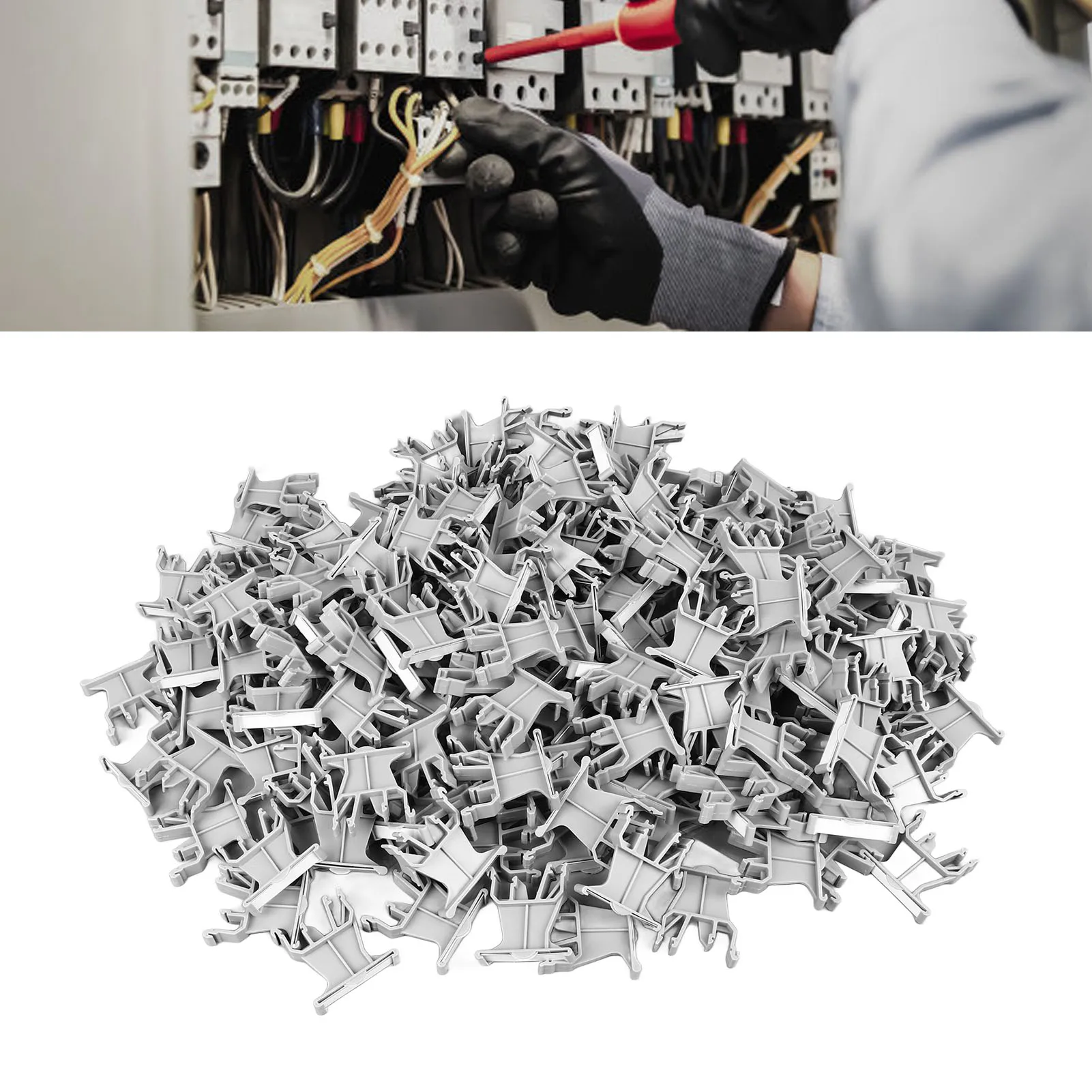 100pcs Terminal Marker Carrier Holder 35mm DIN Rail Installation Universal UK B1 Marking Label for Wiring