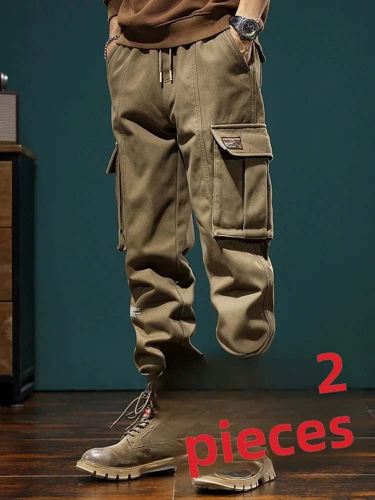 

Summer Thin Casual Work Pants Loose Fit Men's American Retro Brand Lightweight Long Trousers for Youth Casual Wear