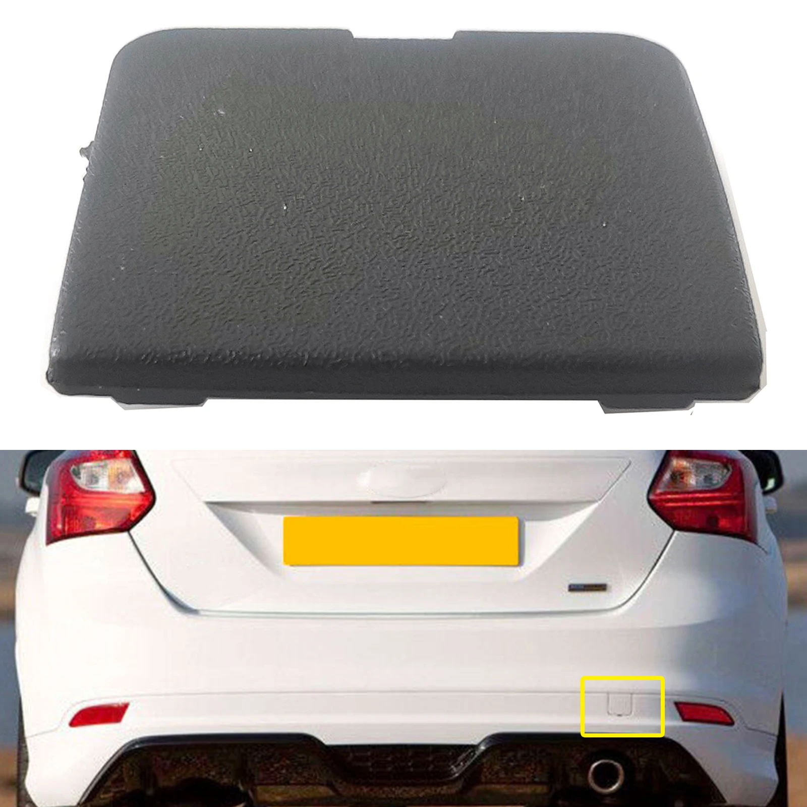 Cubierta Negra De Gancho De Remolque Trasero Para Ford Focus Hatchback 2015-2018 | ABS, Tamaño 5x4.7 Cm, Fácil Instalación, Reemplazo Original