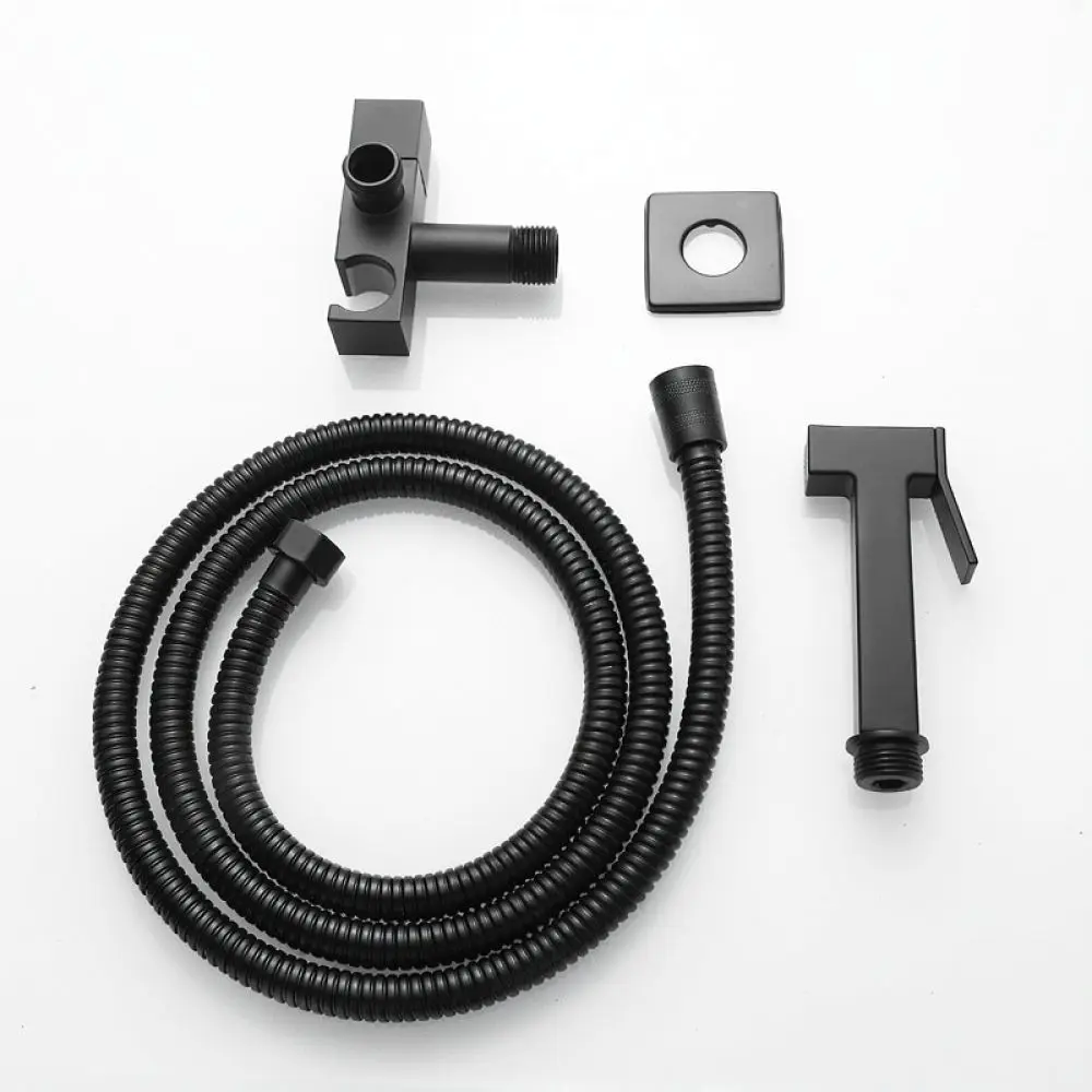 Black Square Bidet Applicator Alloy Toilet Cleaning Sprayer Pressurized Bathroom Handheld Hygiene Faucet Shower Accessory