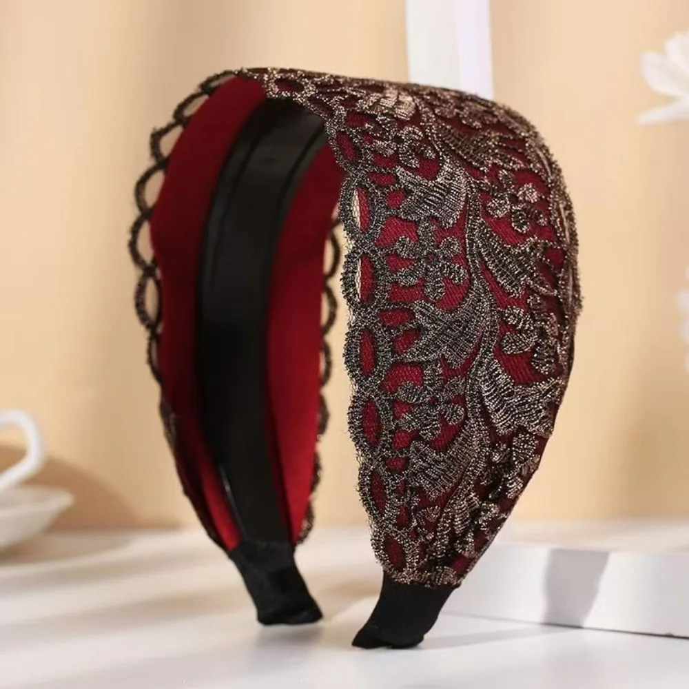 

Personality Elastic Mesh Flower Headband Eliminate Hassle Hollow Wide Edge Hair Hoop Lightweight Non Slip Headdress Wash Face