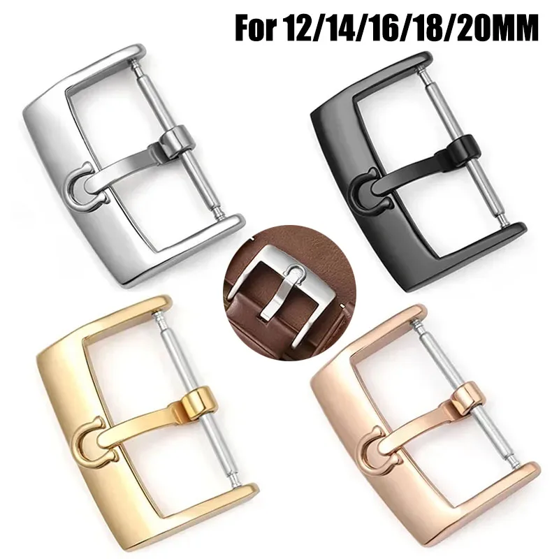 12mm-20mm Stainless Steel Watch Buckle Watch Clasp Accessories Replacement Buckle for Leather Watch Strap Universal with Tool