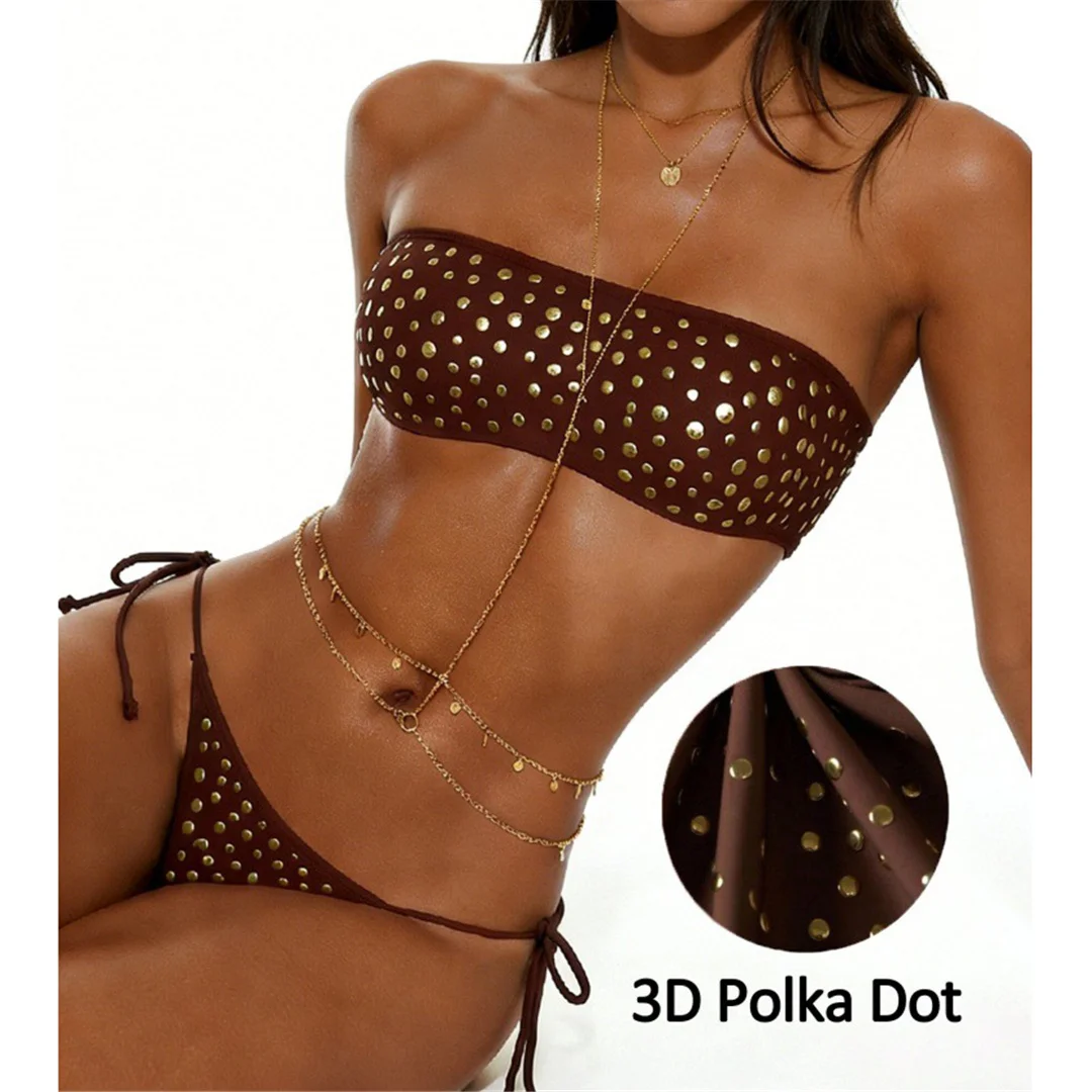 S - XL Neuer, sexy 3D-Bikini mit Polka-Dot-Muster, Damen-Badeanzug, zweiteiliges Bikini-Set, Badebekleidung, Badeanzug, Modell V8122 – Detail 2