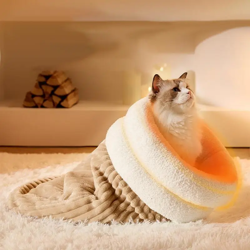 Covered Cat Bed Hide Cave Pet House Nest Cute Pet Bed Warming Cat Bed Soft Semi-closed Dog Cave House Cat House Bed Sleeping