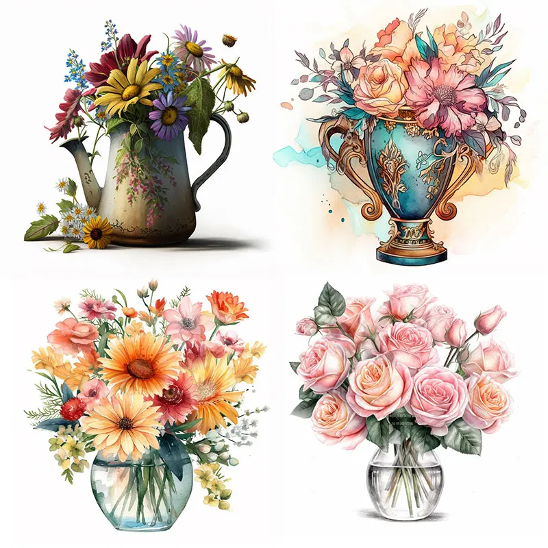 

M449 Classical European Romantic Bouquet Art Wall Decal Toilet Decal For House bedroom Wall Window Door Refrigerator Kitchen