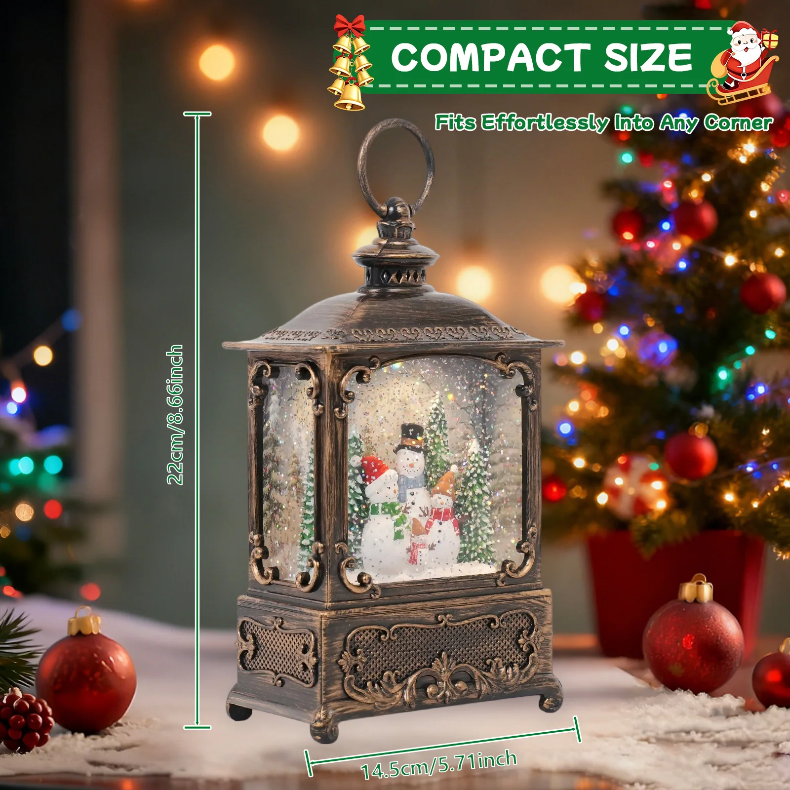 عيد الميلاد الموسيقى سنو غلوب فانوس اتجاهين بالطاقة عيد الميلاد الديكور مع الألحان المهدئة، مناسبة لغرف النوم والمنازل، O