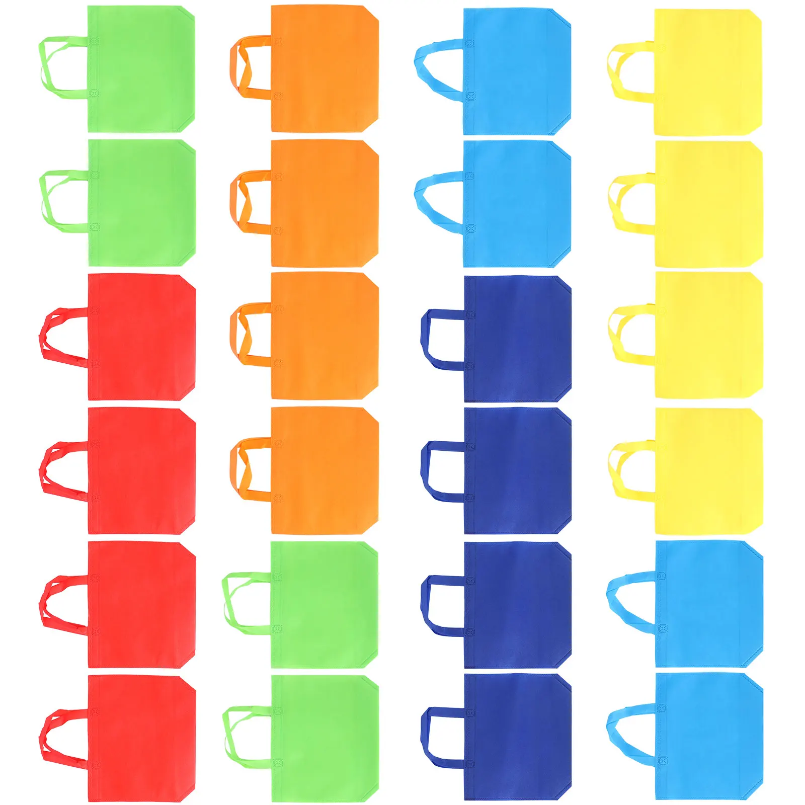 

24pcs Nonwoven Reusable Tote Bags Assorted Colors Kids Party Favor Gift Wedding Grocery Shopping Carry Bag For Halloween