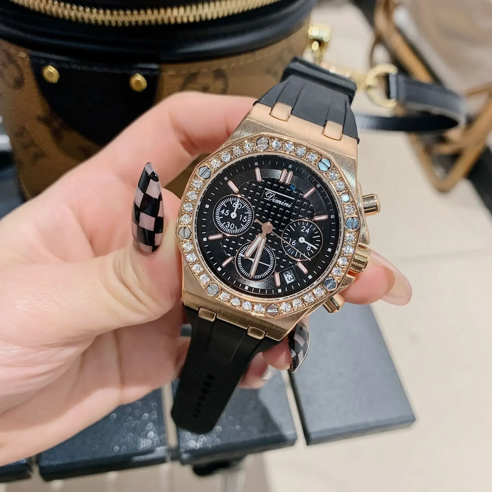 Oak Watch Women's Internet celebrity  Women's diamond-encrusted multi-function niche women's  Simple