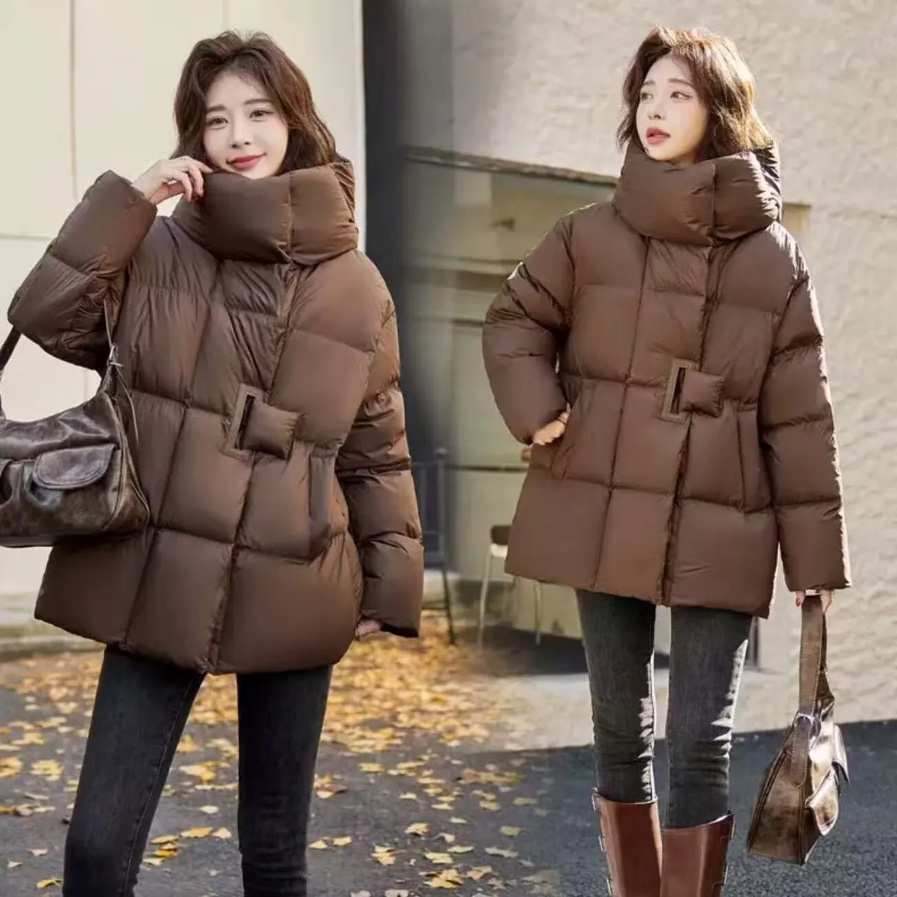 

90% White Duck Down Jacket 2026 Women's Fashion Thick Warm Fluffy Coat Loose Oversized Down Jacket Winter