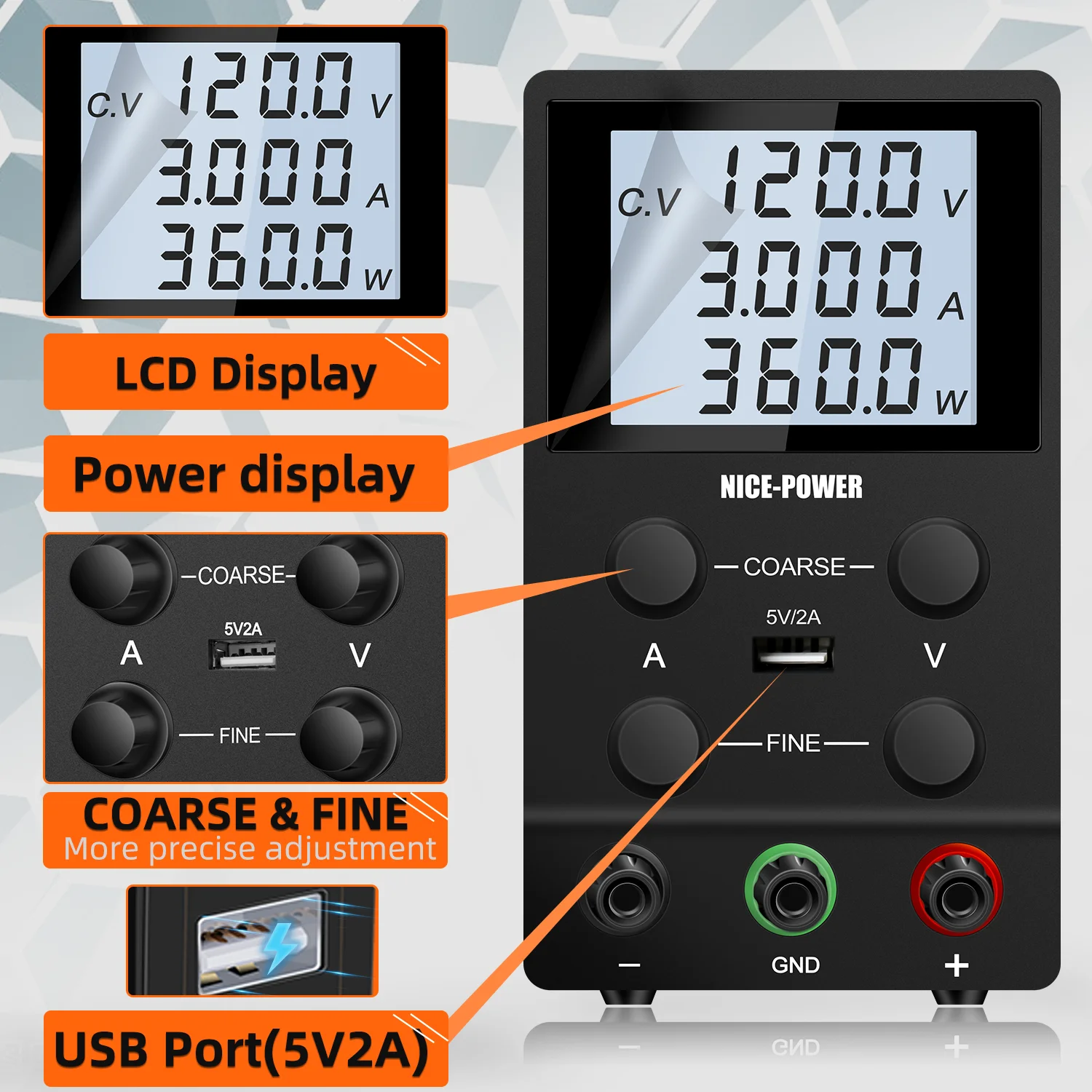 DC Laboratory Power Supply Adjustable 30V 10A With 4-Digit LCD Display USB 5V/2A Fast Charging 120V 3A Bench Source AC 220V 110V