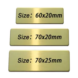 60X20 70x20 70x25mm Customizable Brooches Pin Personalized Engraved Text Logo Business ID Plate Metal Tag Customized Name Badges