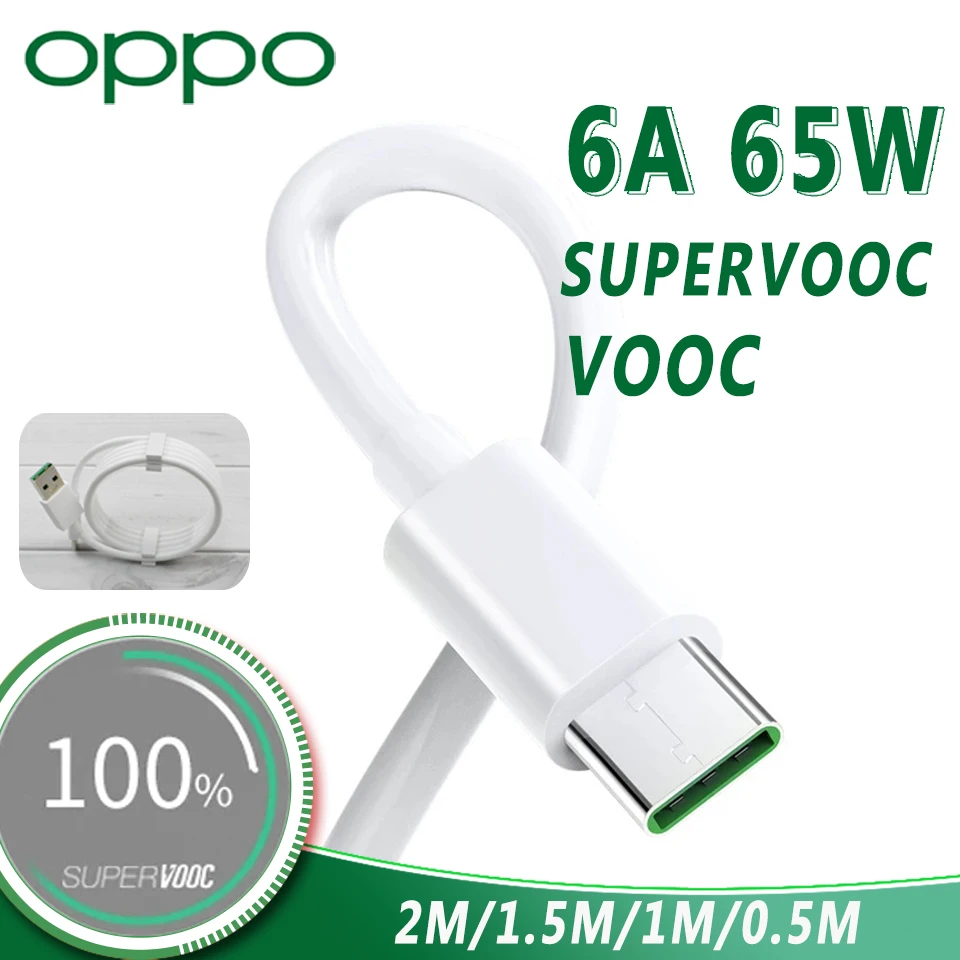 Oppo Reno 7 Pro 8 Cable Original 6a 65w Quick Fast Charging Cabel Find X3 Pro X5 N F19 F17 K10 A94 Supervooc Vooc Cabo Usb Typec