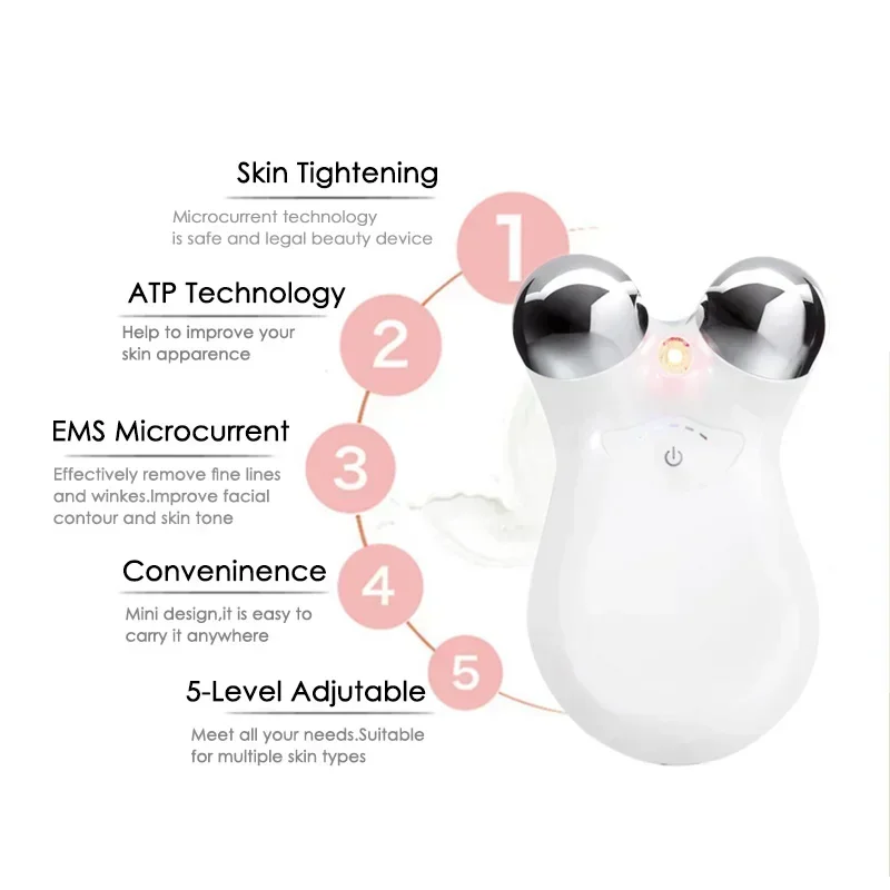 Rechargeable Electric 3D 5 Gears Face Massager EMS MicroCurrent Firming Micro Current Deedema Rejuvenation Wrinkle Skin Beauty