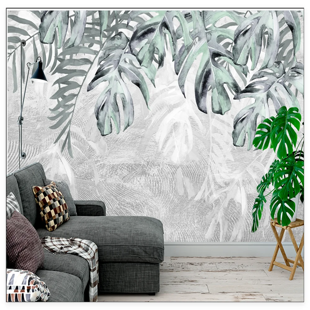 Milofi3D printed green plant leaf wallpaper mural background image