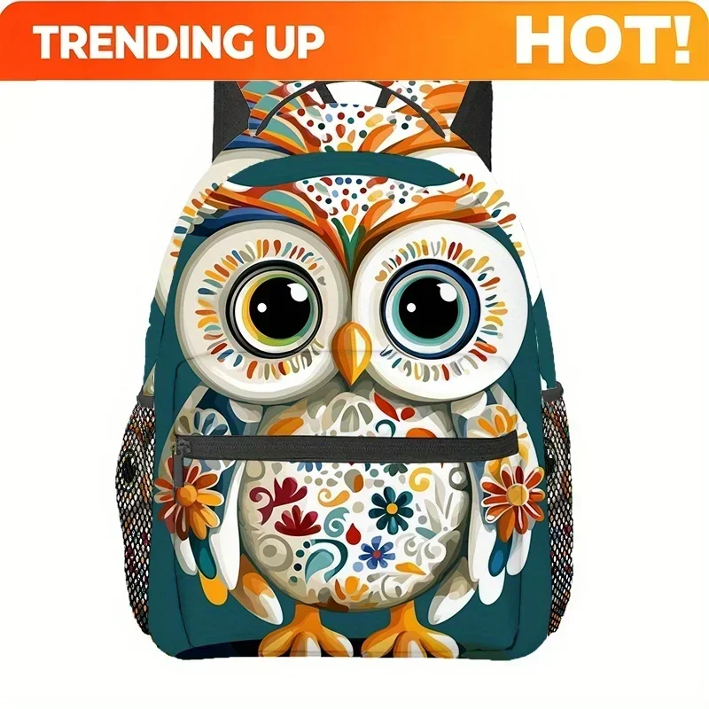 Custom Astronaut Guitar Backpack - Lightweight Foldable Daypack with Vibrant Owl & Floral Print, Adjustable Padded Straps