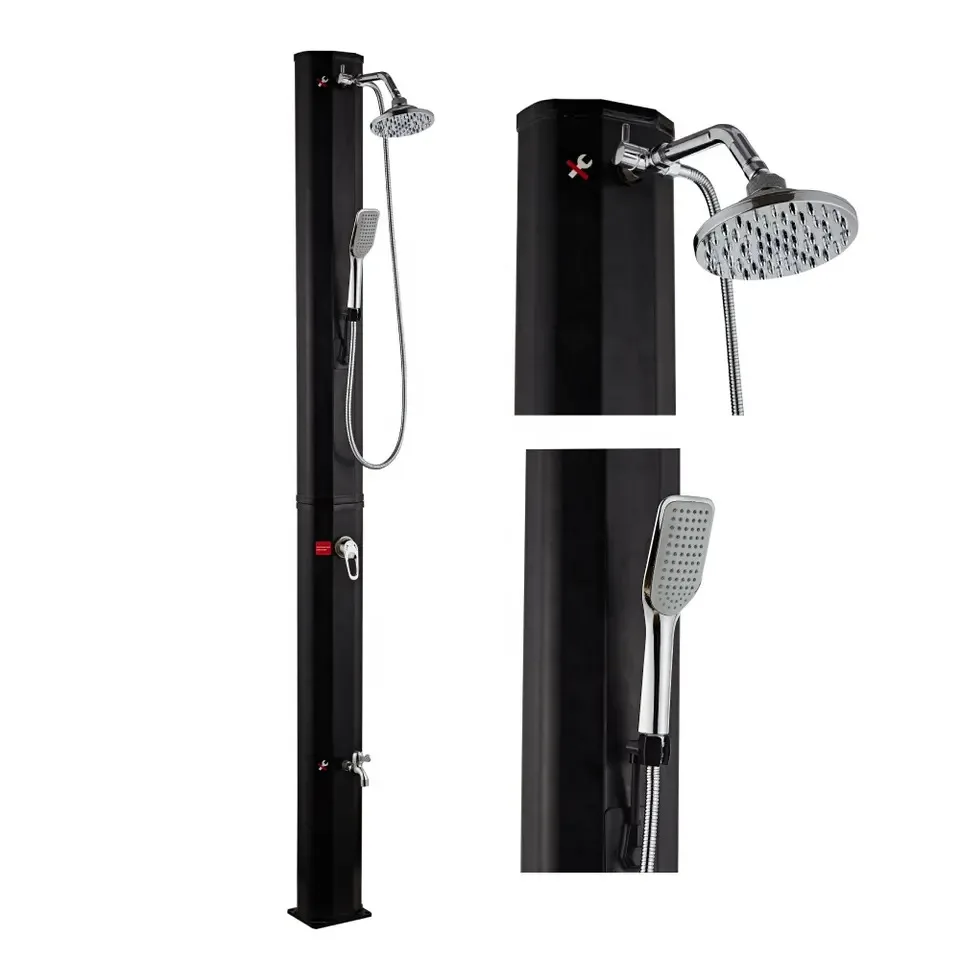 Picture 3: 35L easy to install two black brushed solar shower column solar heating solar shower belt