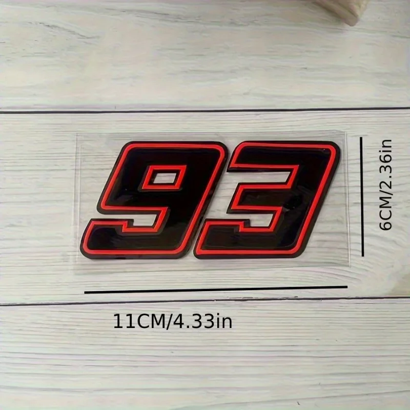 Number 93 Racing Stickers Black White Red Outline Waterproof Vinyl Decals Motorcycle Car Helmet Fuel Tank Decor