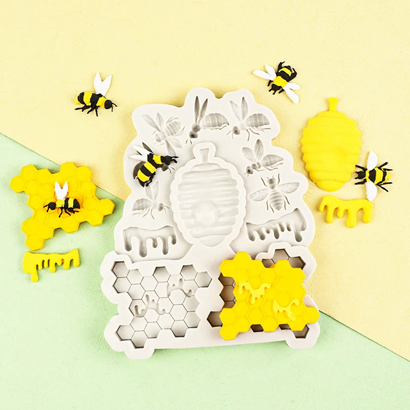 

Медоносная пчела, сотовая силиконовая форма, 3D улей, пчела, помадка, украшение торта, шоколадные инструменты, кухонные принадлежности для детского душа, дня рождения