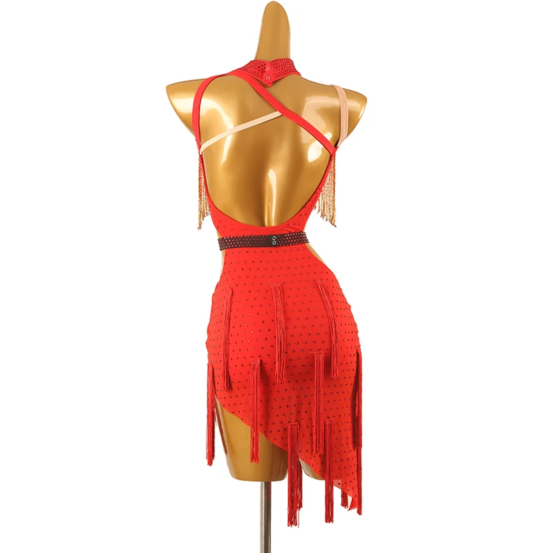 Latin Dans Jurk Sexy Vrouwen Rumba Dans Kleding Ballroom Training Kleding Slips Binnen High End Latin Dance Kwastje Jurk