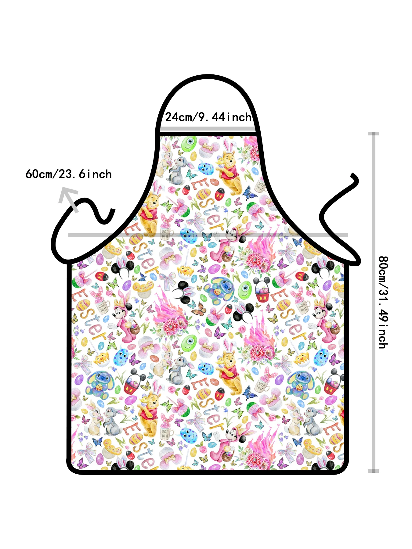 Disney Cartoon Dalmatian Print Bib Apron - Adjustable One Size Design, Durable Polyester Material, Non-Stretch Fabric, Great for