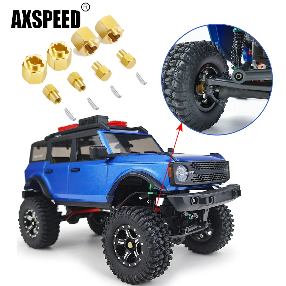AXSPEED 4Pcs Brass Counterweight Wheel Hex Adapter +4/5/6mm Widen for Axial SCX24 1/24 RC Crawler Car Truck Universal Parts