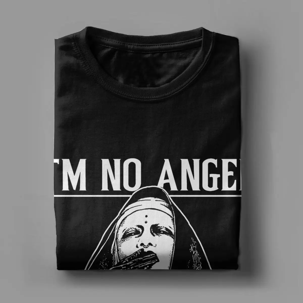 T-Shirt à Manches Courtes et Col Rond pour Homme et Femme, Vêtement Vintage en Coton, Imprimé I'm No Angel Nun