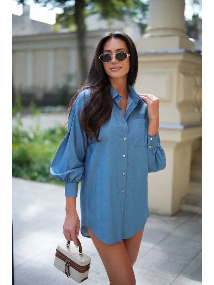 

New Summer Products For Women's Simple Casual Loose Denim Shirts Fashionable And Comfortable Solid Color Button Cardigan Shirts