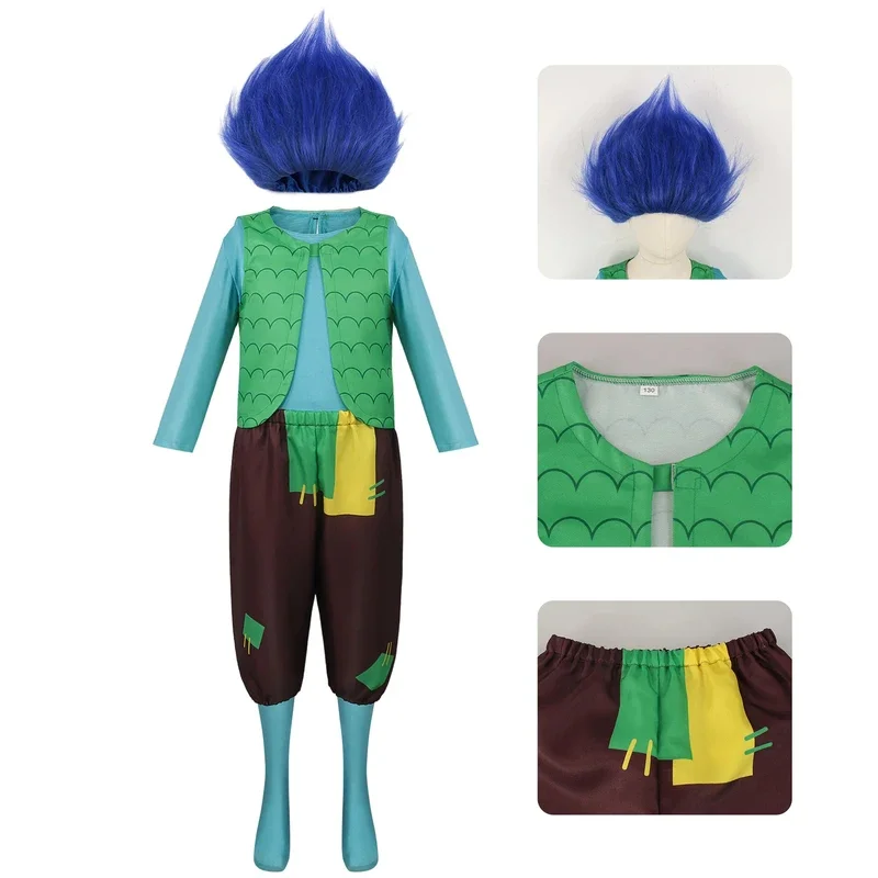 Anime Boys Girls Trolls Branch Costume Trolls Poppy Disguise Cosplay Jumpsuit Halloween for Kids Adult Purim Carnival Outfits