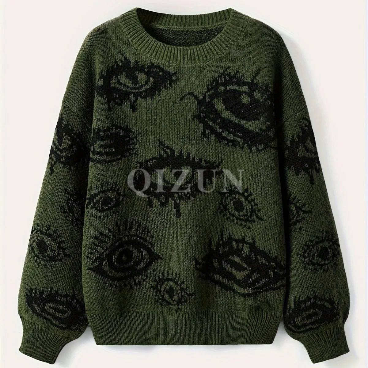 

Женский свитер с принтом и глазами Y2k, новые пуловеры, вязаная одежда, зимняя одежда, женская винтажная женская одежда, топы с длинными рукавами, большие размеры