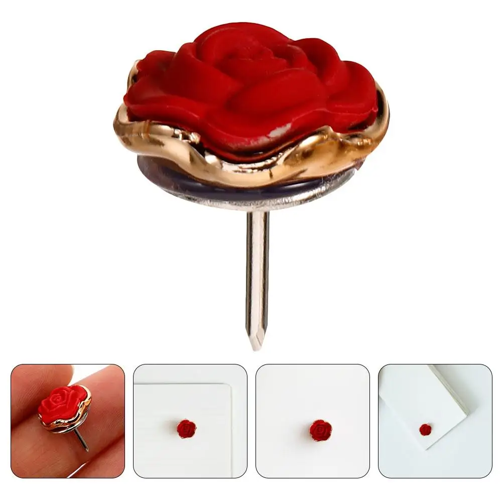 60 Pcs 장미 꽃 압정 빈티지 수지 게시판 사무실 홈 장식 코르크 보드 꽃 모양의 압정에 대 한 푸시 핀