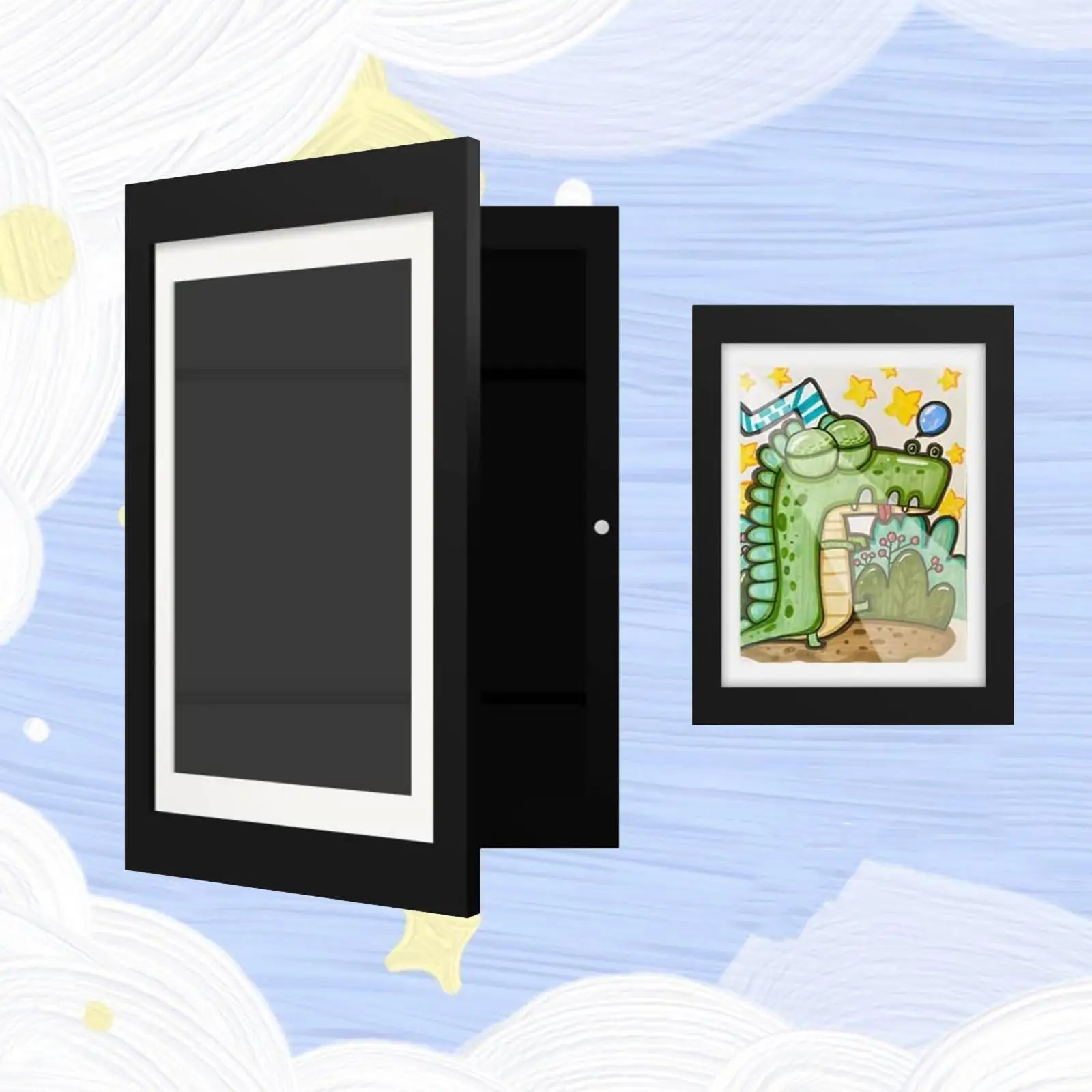 Kids Art Frame front Opening Wooden Horizontal Vertical Interchangeable Kids Artwork Frame Changeable for Collectibles Photos