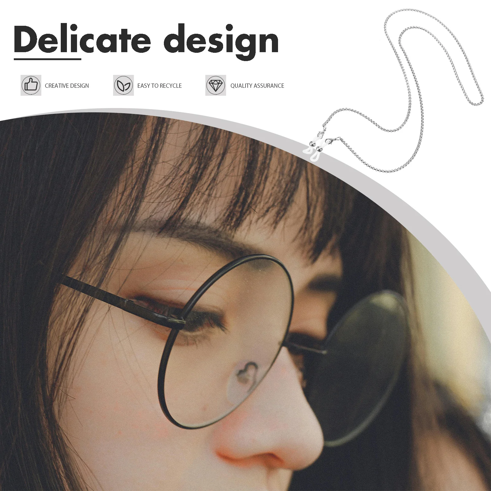 

Stainless Steel Eyeglasses Chain Anti-Lost Glasses Beads Chain Lightweight for Sports Travel Everyday Use Fashionable Glasses
