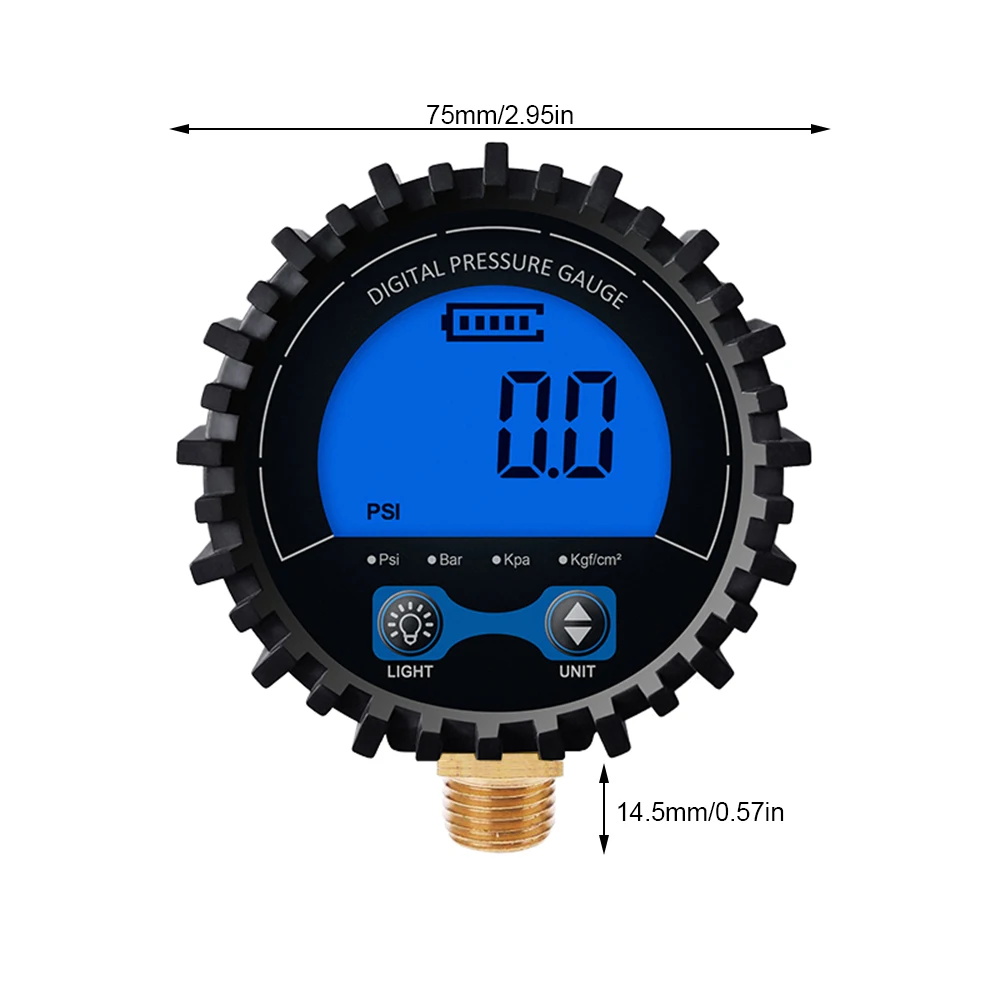 Digital Pressure Gauge Tire Pressure Gauge 3-255PSI Backlight LCD Display Copper Thread Air Pressure Gauge for Car Motorcycle