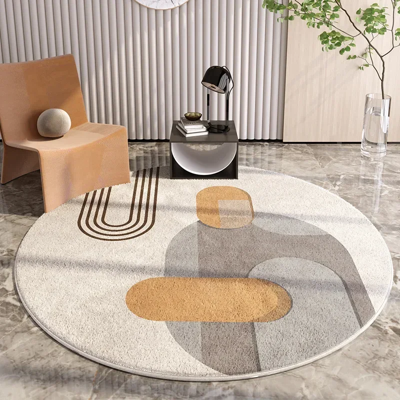 Light Luxury Round Rug Minimalist Cream Rugs for Bedroom Fluffy Soft Living Room Carpet Home Imitation Cashmere Carpet Plush Mat