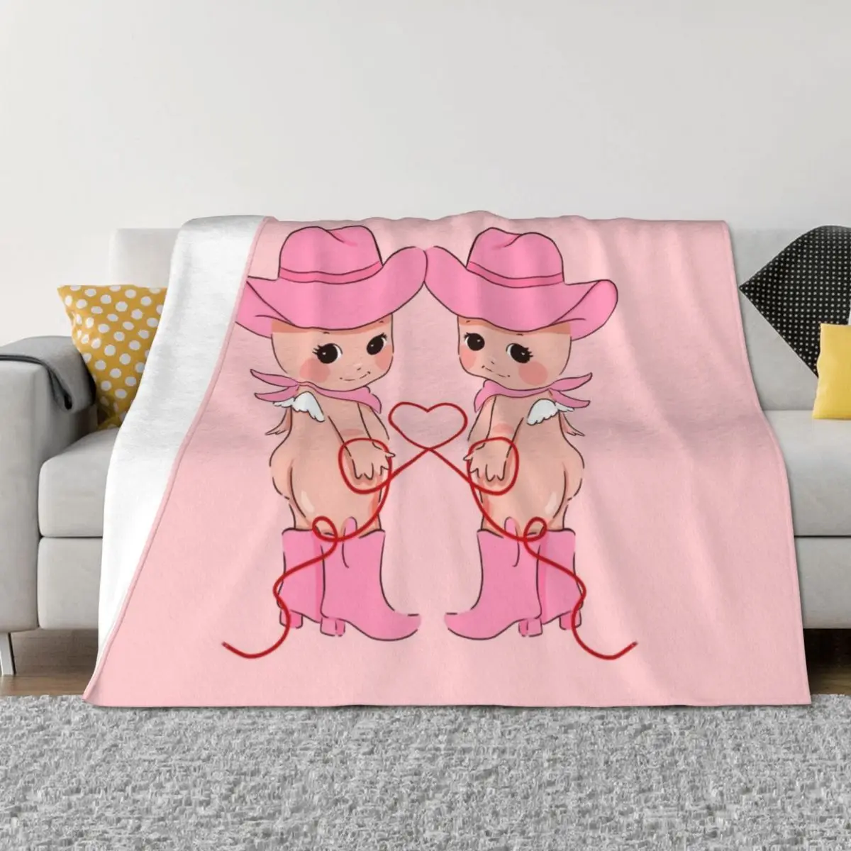 

Cowgirl Cherubs Pink Cowgirl Throw Blanket Heavy Flannels Cute Blankets