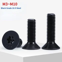 M3 M4 M5 M6 M8 M10 Black Grade 10.9 Steel GB2673 Six Lobe Bolt Six-Lobe Torx Head Flat Countersunk Screw