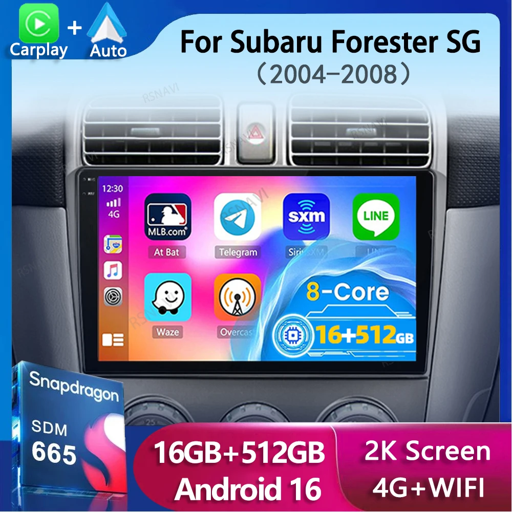 

Android 16 Carplay Car Radio For Subaru Forester SG 2004 - 2008 Navigation GPS Multimedia Player 5GWiFi+4G stereo 2 DIN BT Auto